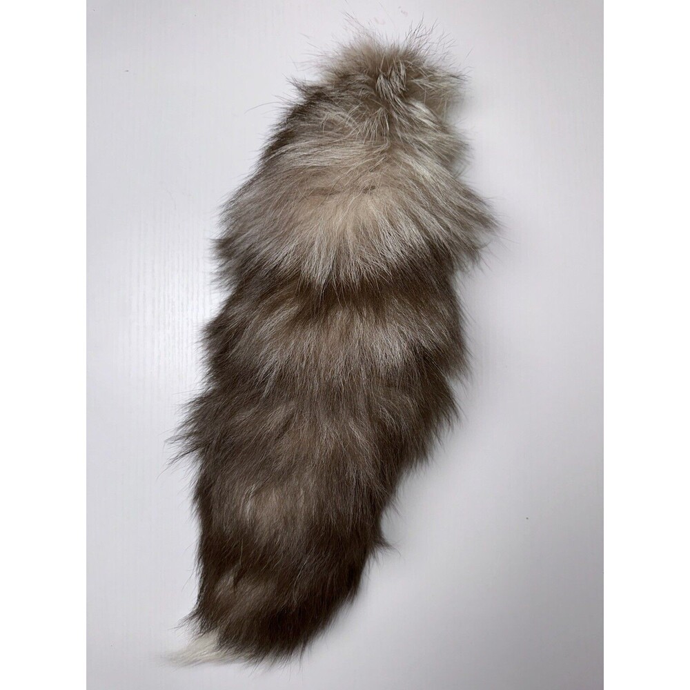 Fox Fur Tail Keychain Bag Charm Purse Silver Tip 18”